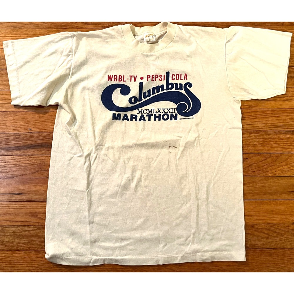 Vintage 1982 WRBL-TV Pepsi Cola Columbus Georgia Marathon Running T-Shirt L